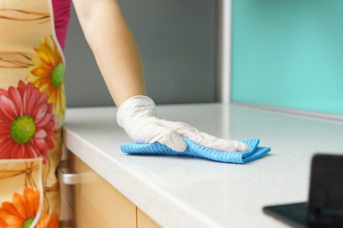 Person vacuuming a mattress during mattress cleaning