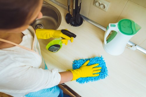 Dust removal from curtains using a vacuum brush attachment