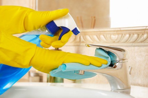Steam cleaning a sofa with professional upholstery equipment